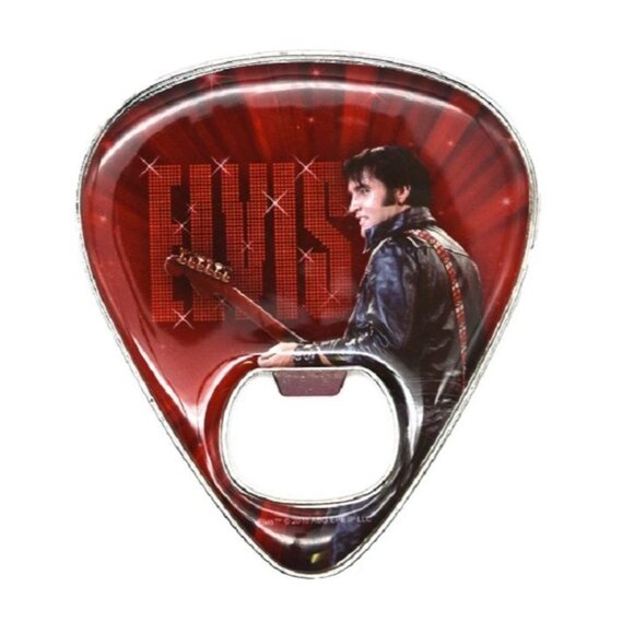 Elvis Other - Elvis Presley Red Magnet Bottle Opener Magnetic The King Guitar Pick Photo New